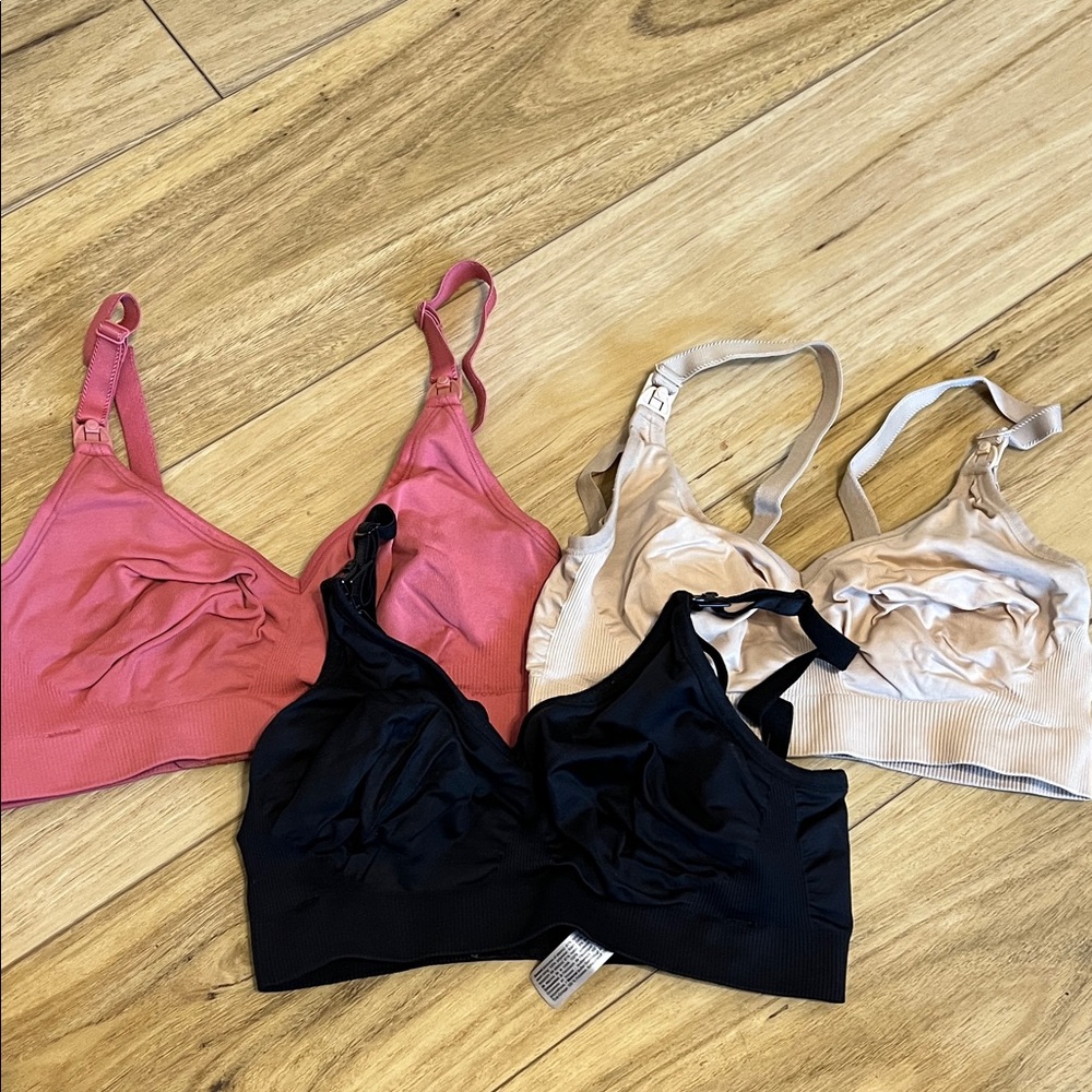 3 bravado nursing bras - pink nude black size Small